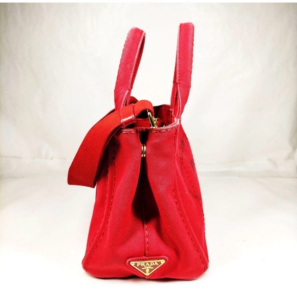 Prada Tote Bag Red Canvas - Picture 4 of 10
